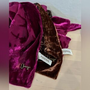 Fossil women scarf set of 2 Brown Fuchsia